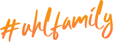 WHL-Familien-Hashtag in Orange und Gelb