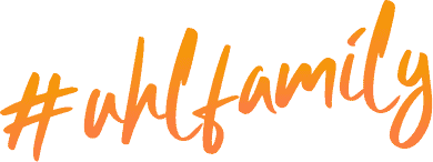 #WHLFamily-Hashtag in Orange und Gelb